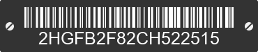 2012 HONDA Civic 2HGFB2F82CH522515 VIN decoded