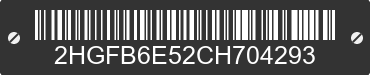 2012 HONDA Civic 2HGFB6E52CH704293 VIN decoded