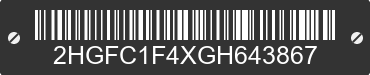 2016 HONDA Civic 2HGFC1F4XGH643867 VIN decoded