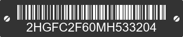 2021 HONDA Civic 2HGFC2F60MH533204 VIN decoded