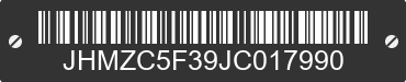 2018 HONDA Clarity JHMZC5F39JC017990 VIN decoded