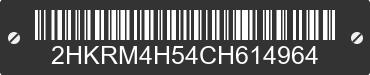 2012 HONDA CR-V 2HKRM4H54CH614964 VIN decoded