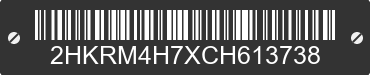 2012 HONDA CR-V 2HKRM4H7XCH613738 VIN decoded