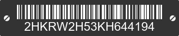 2019 HONDA CR-V 2HKRW2H53KH644194 VIN decoded