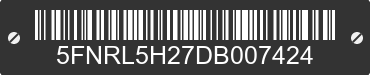 2013 HONDA Odyssey 5FNRL5H27DB007424 VIN decoded