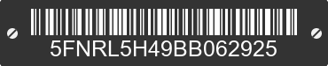 2011 HONDA Odyssey 5FNRL5H49BB062925 VIN decoded