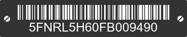 2015 HONDA Odyssey 5FNRL5H60FB009490 VIN decoded