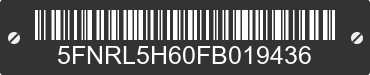 2015 HONDA Odyssey 5FNRL5H60FB019436 VIN decoded