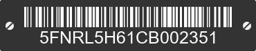 2012 HONDA Odyssey 5FNRL5H61CB002351 VIN decoded