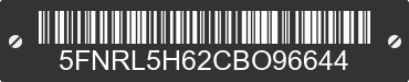 2012 HONDA Odyssey 5FNRL5H62CBO96644 VIN decoded