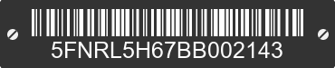 2011 HONDA Odyssey 5FNRL5H67BB002143 VIN decoded