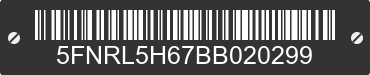 2011 HONDA Odyssey 5FNRL5H67BB020299 VIN decoded