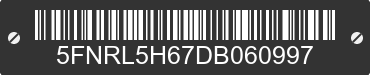 2013 HONDA Odyssey 5FNRL5H67DB060997 VIN decoded