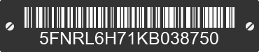 2019 HONDA Odyssey 5FNRL6H71KB038750 VIN decoded