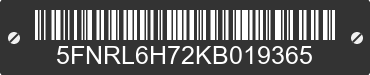 2019 HONDA Odyssey 5FNRL6H72KB019365 VIN decoded