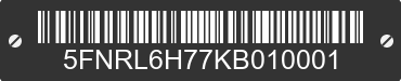 2019 HONDA Odyssey 5FNRL6H77KB010001 VIN decoded