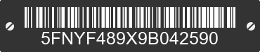 2009 HONDA Pilot 5FNYF489X9B042590 VIN decoded