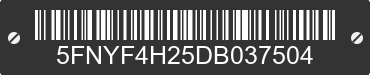 2013 HONDA Pilot 5FNYF4H25DB037504 VIN decoded