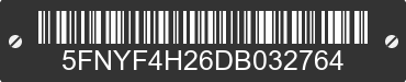 2013 HONDA Pilot 5FNYF4H26DB032764 VIN decoded