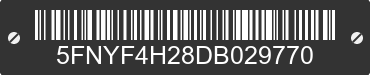 2013 HONDA Pilot 5FNYF4H28DB029770 VIN decoded