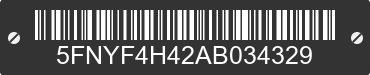 2010 HONDA Pilot 5FNYF4H42AB034329 VIN decoded