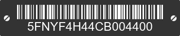 2012 HONDA Pilot 5FNYF4H44CB004400 VIN decoded