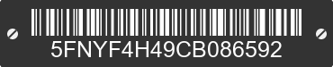 2012 HONDA Pilot 5FNYF4H49CB086592 VIN decoded