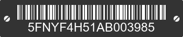 2010 HONDA Pilot 5FNYF4H51AB003985 VIN decoded