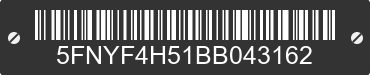 2011 HONDA Pilot 5FNYF4H51BB043162 VIN decoded