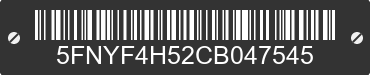 2012 HONDA Pilot 5FNYF4H52CB047545 VIN decoded