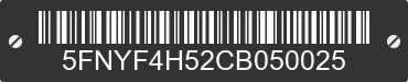 2012 HONDA Pilot 5FNYF4H52CB050025 VIN decoded