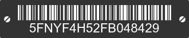 2015 HONDA Pilot 5FNYF4H52FB048429 VIN decoded