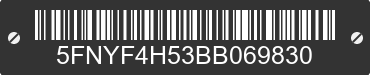 2011 HONDA Pilot 5FNYF4H53BB069830 VIN decoded