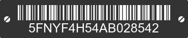 2010 HONDA Pilot 5FNYF4H54AB028542 VIN decoded