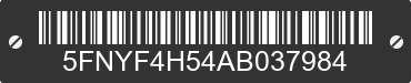 2010 HONDA Pilot 5FNYF4H54AB037984 VIN decoded