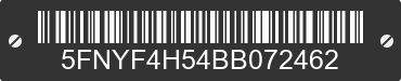 2011 HONDA Pilot 5FNYF4H54BB072462 VIN decoded