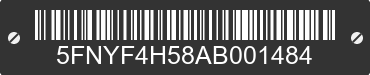 2010 HONDA Pilot 5FNYF4H58AB001484 VIN decoded