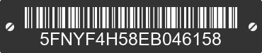 2014 HONDA Pilot 5FNYF4H58EB046158 VIN decoded