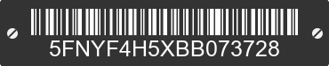 2011 HONDA Pilot 5FNYF4H5XBB073728 VIN decoded