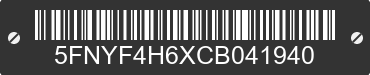 2012 HONDA Pilot 5FNYF4H6XCB041940 VIN decoded