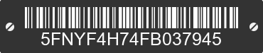 2015 HONDA Pilot 5FNYF4H74FB037945 VIN decoded