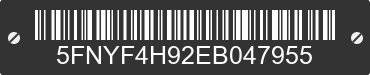 2014 HONDA Pilot 5FNYF4H92EB047955 VIN decoded