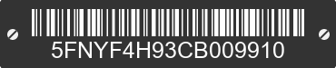 2012 HONDA Pilot 5FNYF4H93CB009910 VIN decoded