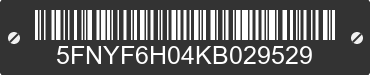 2019 HONDA Pilot 5FNYF6H04KB029529 VIN decoded