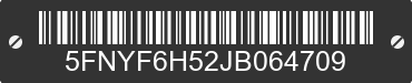2018 HONDA Pilot 5FNYF6H52JB064709 VIN decoded