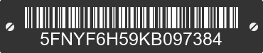 2019 HONDA Pilot 5FNYF6H59KB097384 VIN decoded