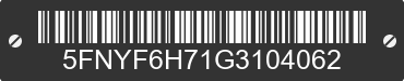 2016 HONDA Pilot 5FNYF6H71G3104062 VIN decoded