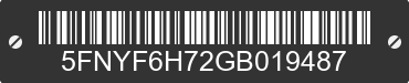 2016 HONDA Pilot 5FNYF6H72GB019487 VIN decoded