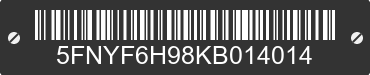 2019 HONDA Pilot 5FNYF6H98KB014014 VIN decoded