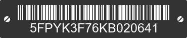 2019 HONDA Ridgeline 5FPYK3F76KB020641 VIN decoded